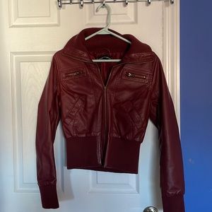 red Faux Leather Jacket